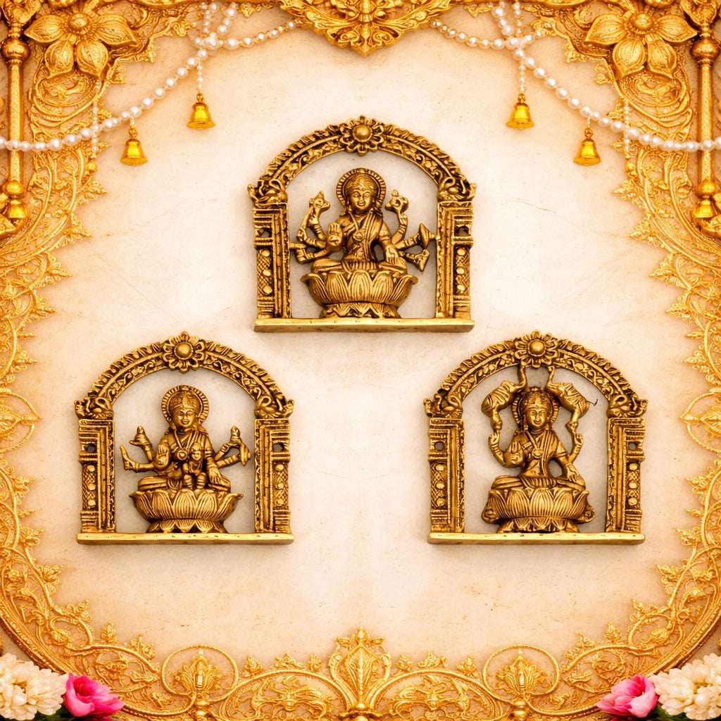 Brass Ashtalakshmi Wall Hanging Plates Set (5.5 Inch) Vedansh Craft