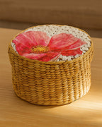 Stylish Seagrass Storage Box with Lid for Wardrobe, Desk & Home Use