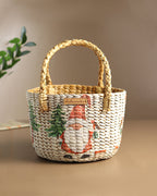 Handwoven Round Seagrass Fruit Basket for Kitchen, Dining, and Home Organization