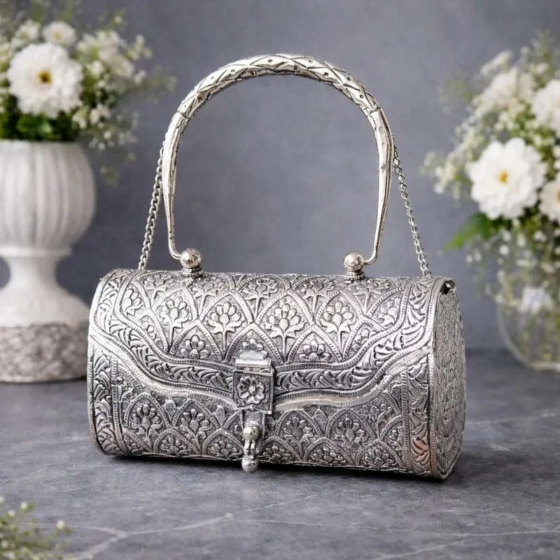 Brass Silver Plated Purse / Clutch bag (8.5 Inch) Vedansh Craft