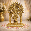Brass Lord Krishna Standing Statue With Tree And Peacock (5 Inch) Vedansh Craft