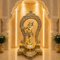 Brass Standing Krishna Idol On Throne / Singhasan (31 Inch) Vedansh Craft