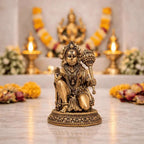 Brass Lightweight Sitting Blessing Hanuman Idol With Base (4 Inch) Vedansh Craft