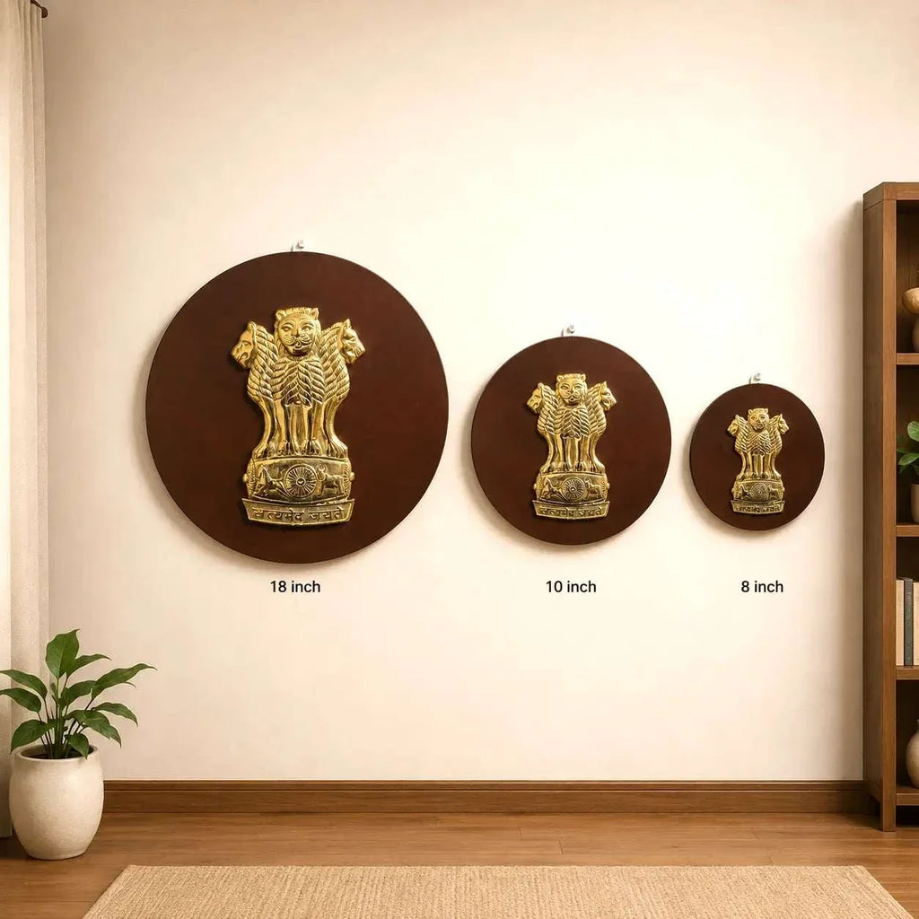 Brass Ashok Stambh With Wooden Base Wall Hanging Vedansh Craft