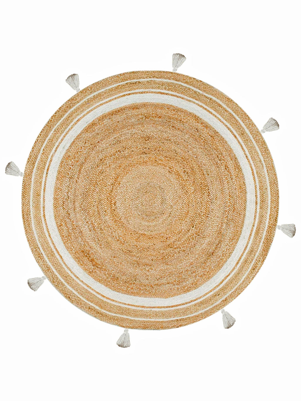 Handmade Beige Round Jute Carpet For Hall And Balcony