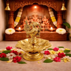 Brass Peacock Eight Petal Diya (5.5 Inch) Vedansh Craft