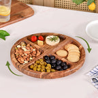 Sectioned Acacia Wood Lazy Susan Platter 30cm Nestasia