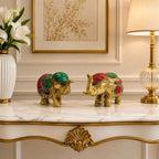 Brass Stone Work Elephant Statue Vedansh Craft
