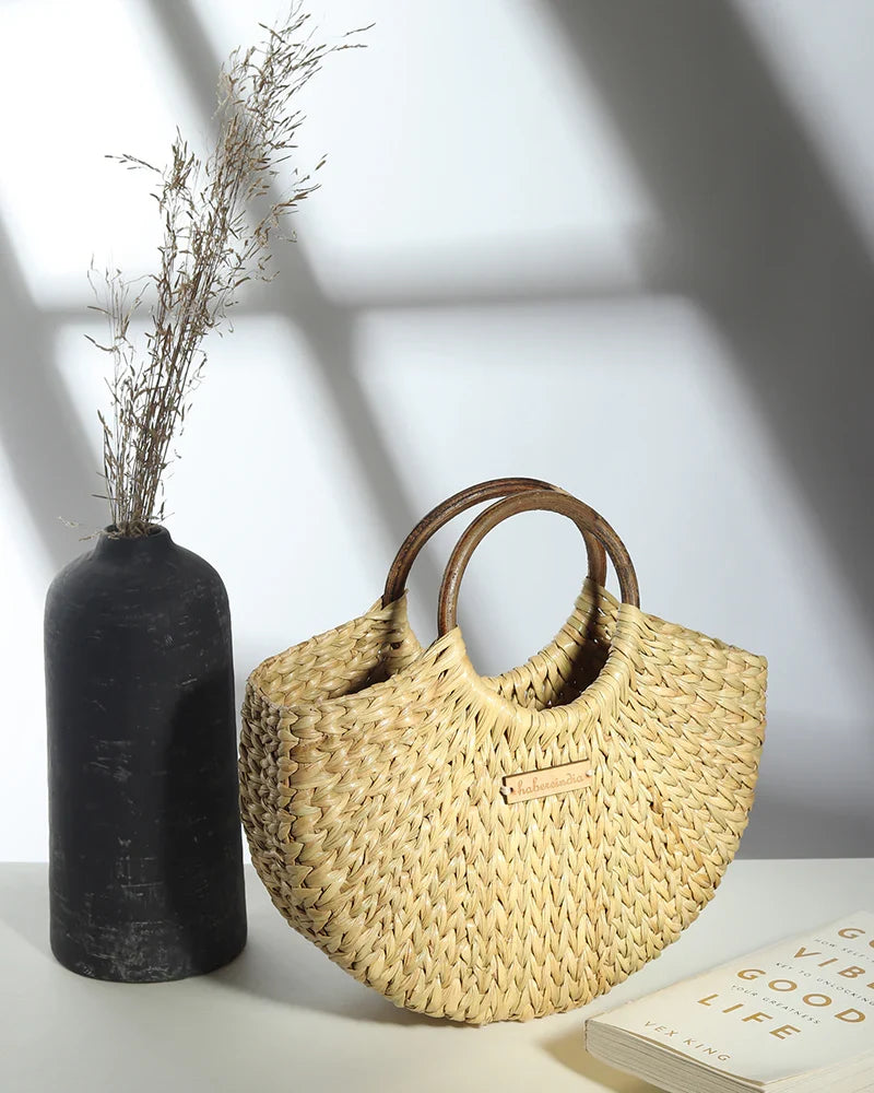 Handwoven U-Shape Seagrass Beach Tote Bag