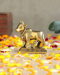 Brass Kamdhenu Idol for Home Temple, Spiritual Decor, and Showpiece