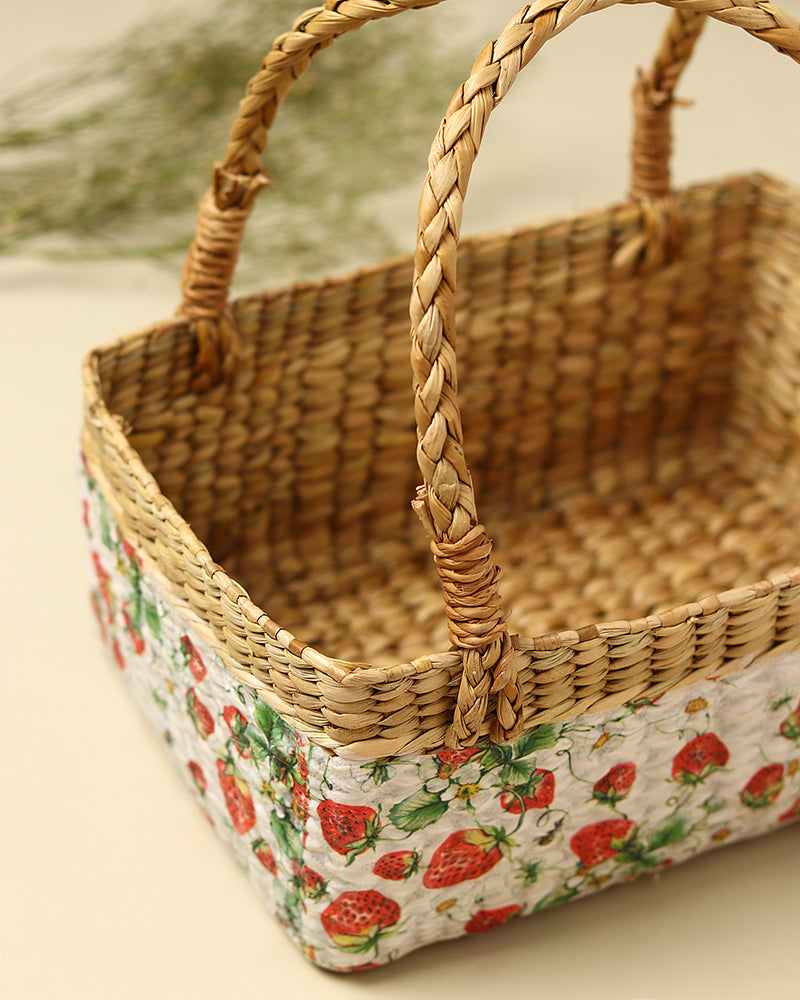 Rustic Seagrass Fruit Basket for Gifting, Tabletop Organization, and Home Decor