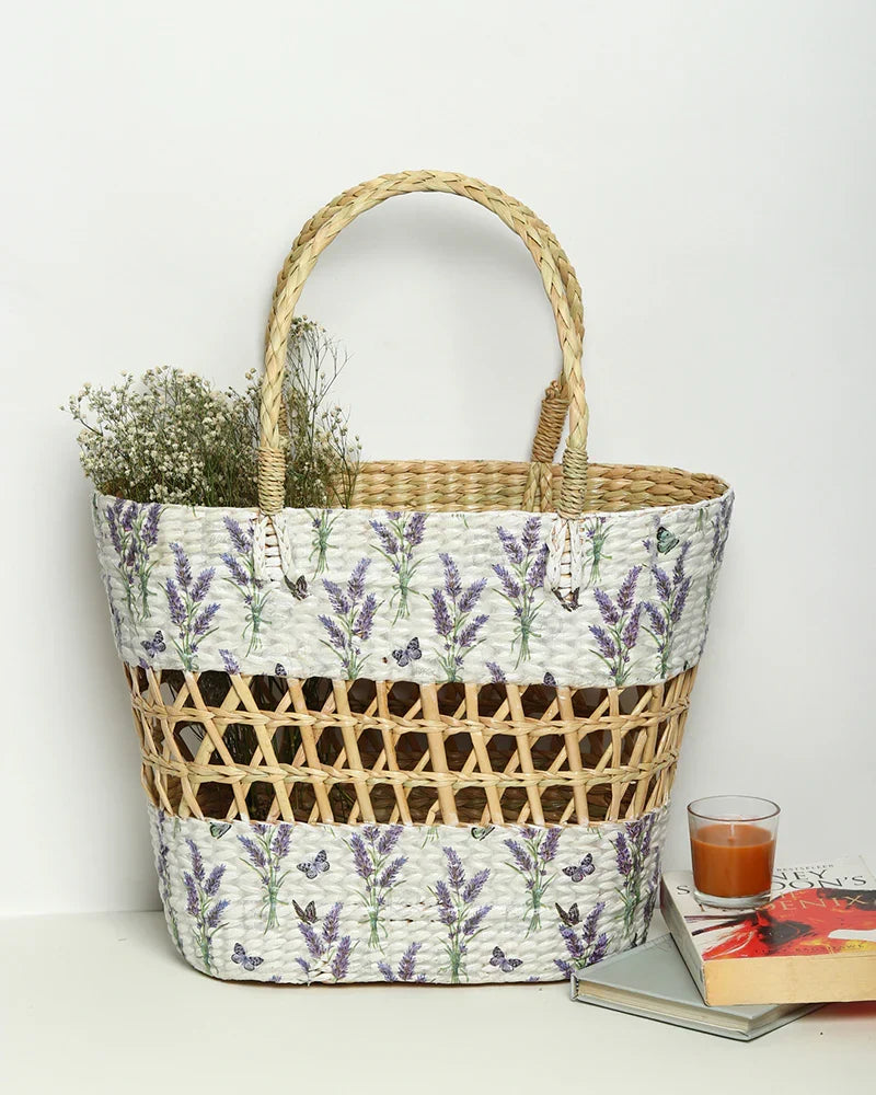 Seagrass Woven Jali Tote Bag for Market & Beach