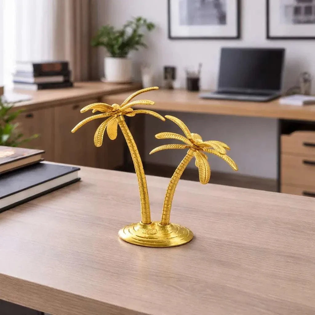 Brass Coconut Tree Decorative Showpiece (9.5 Inch) Vedansh Craft