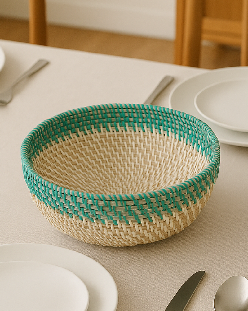 Round Rattan Fruit Basket for Kitchen and Dining