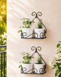 Wall Mounted Metal Plant Pot Stand for Balcony, Set of 2