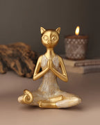 Polypropylene Yoga Cat Home Decor Showpiece for Table or Shelf