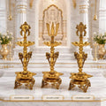 Brass Shankh Chakra And Namah Lamp Set (21 Inch) Vedansh Craft