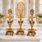 Brass Shankh Chakra And Namah Lamp Set (21 Inch) Vedansh Craft
