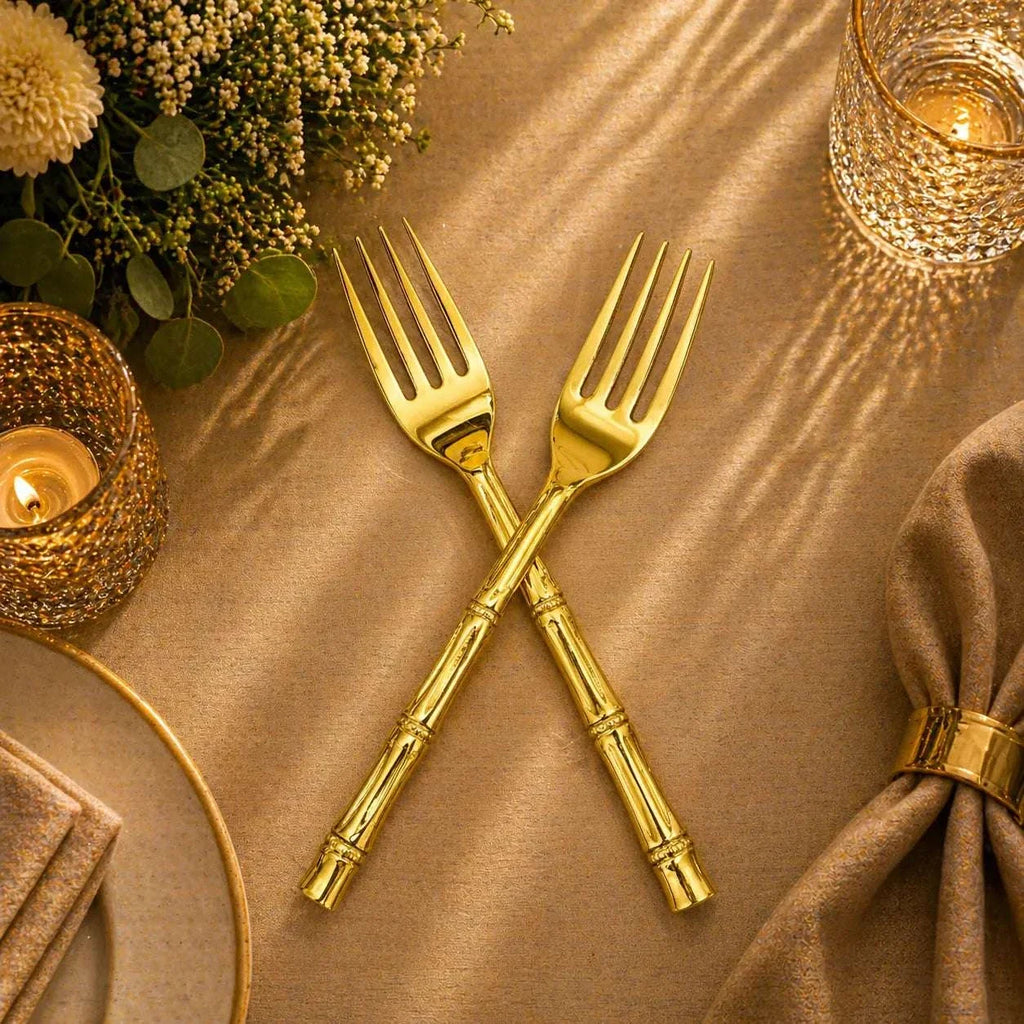 Handcrafted Brass Fork & Spoon Set – Premium Indian Brassware (7.2 Inch) Vedansh Craft