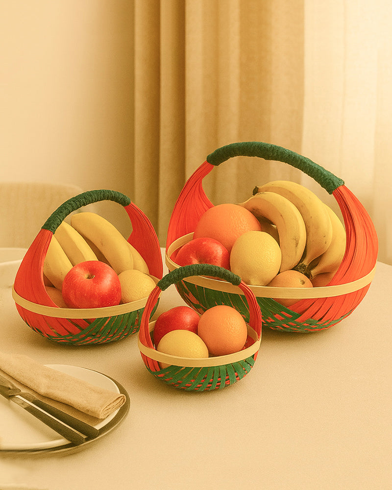 Premium Bamboo Kitchen Basket for Fruit Vegetable Storage and Gift Hampers