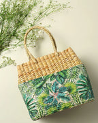 Seagrass Picnic Tote Basket Handmade for Lunch, Travel & Outdoor Fun