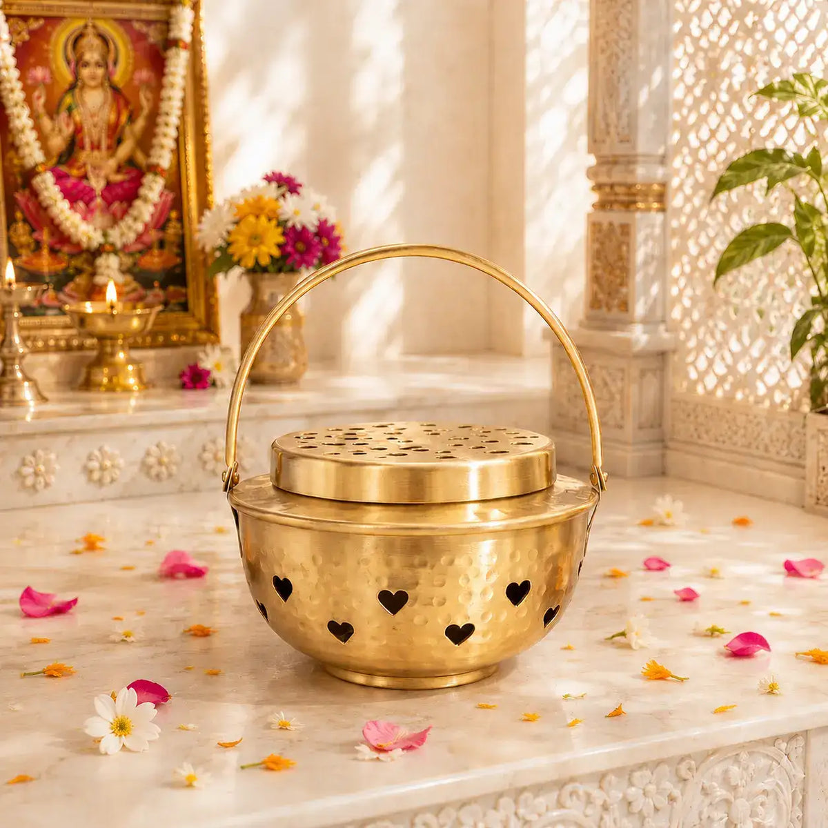 Brass Dhoop Dani & Incense Holder (5.5 Inch) Vedansh Craft