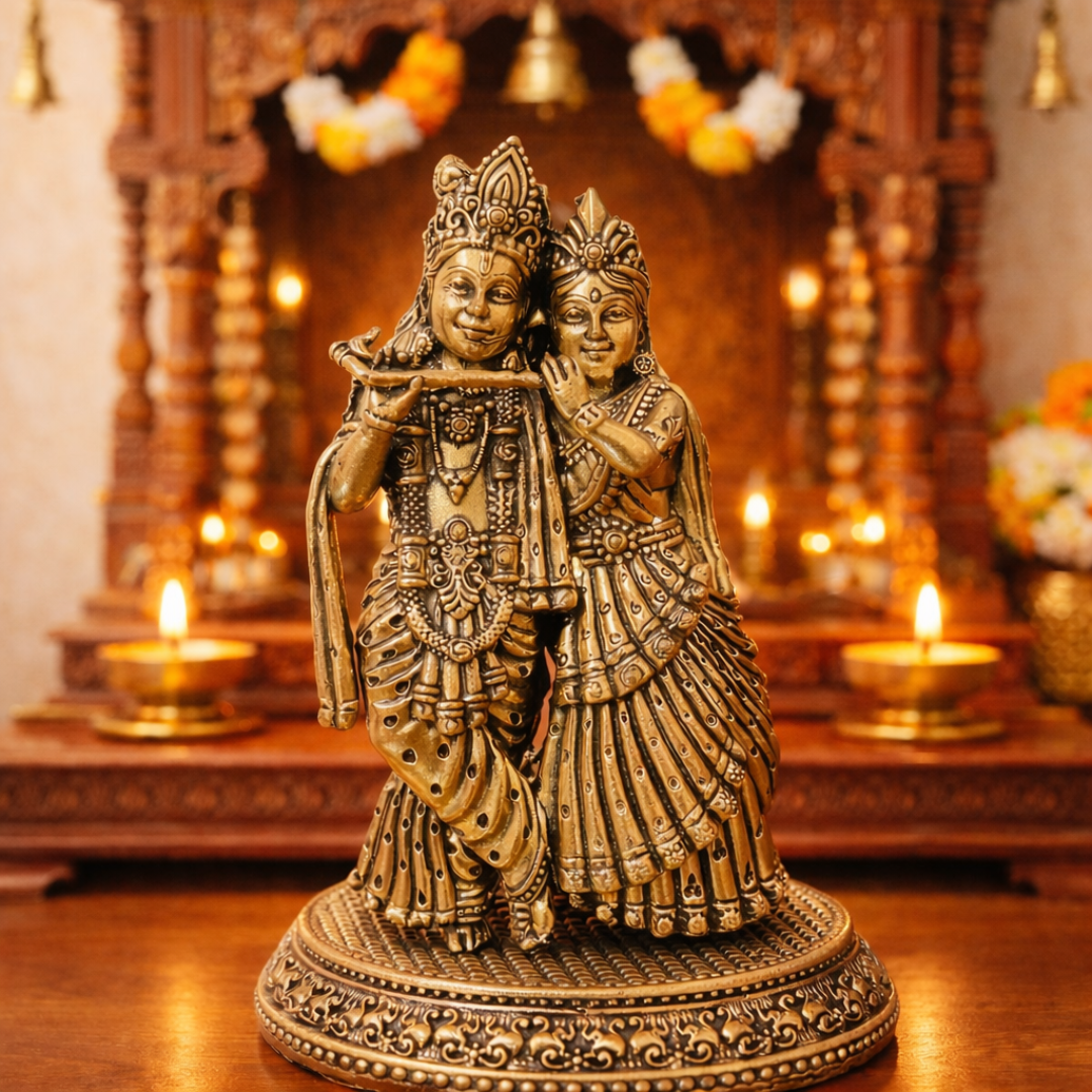 Brass Lightweight Standing Radha Krishna Idol Vedansh Craft
