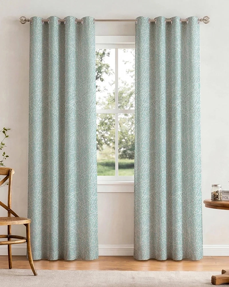 Classic Polyester Door Curtain with Eyelets (Blue, 7 ft)