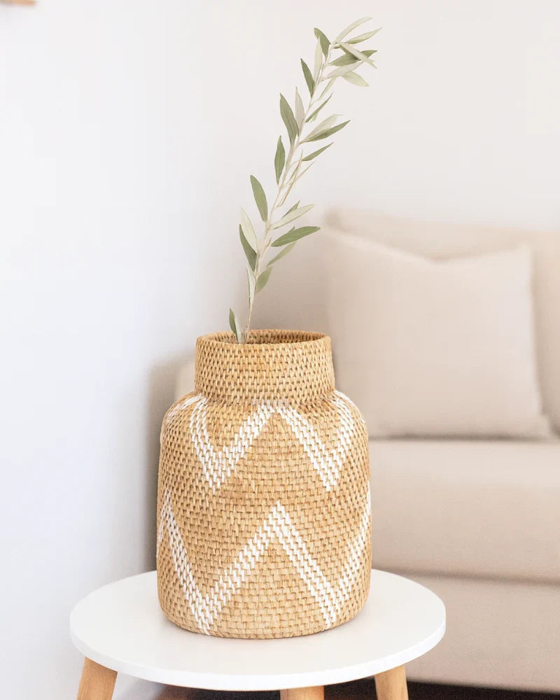 Handcrafted Rattan Decorative Vase for Tabletop and Shelf Styling