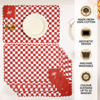 Retro Cotton Embroidered Table Mat Red Set Of 6 Nestasia