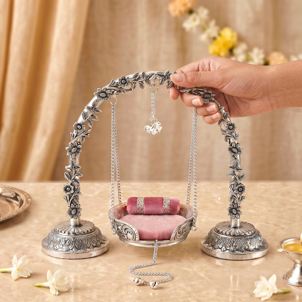 Silver Plated Brass Arch Laddoo Gopal Jhula Nestasia
