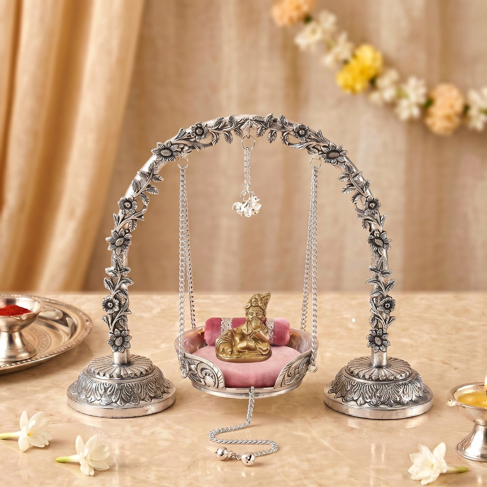 Silver Plated Brass Arch Laddoo Gopal Jhula Nestasia