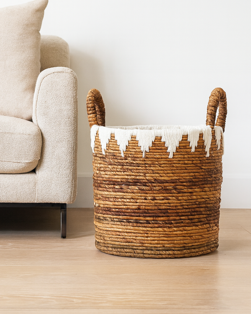 Rattan Utility Basket for Laundry, Toys and Accessories