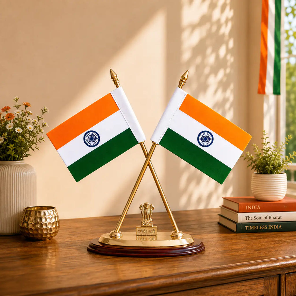 Brass National Flag Stand (12 Inch) Vedansh Craft