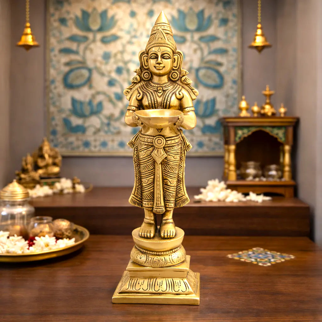 Brass Deep Lakshmi Standing Idol (12.5 Inch) Vedansh Craft