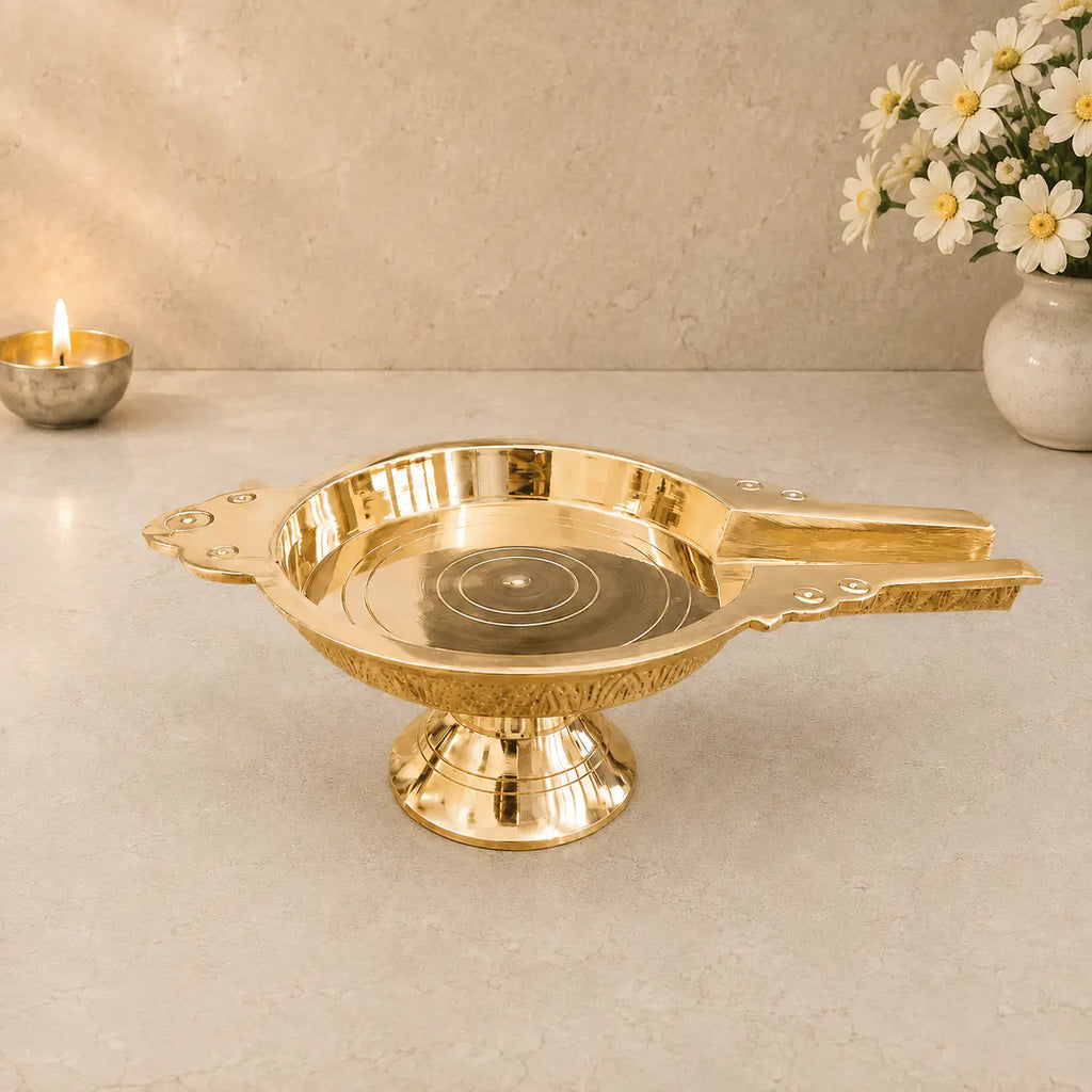 Brass Abhishek Patra Stand (4 Inch) Vedansh Craft