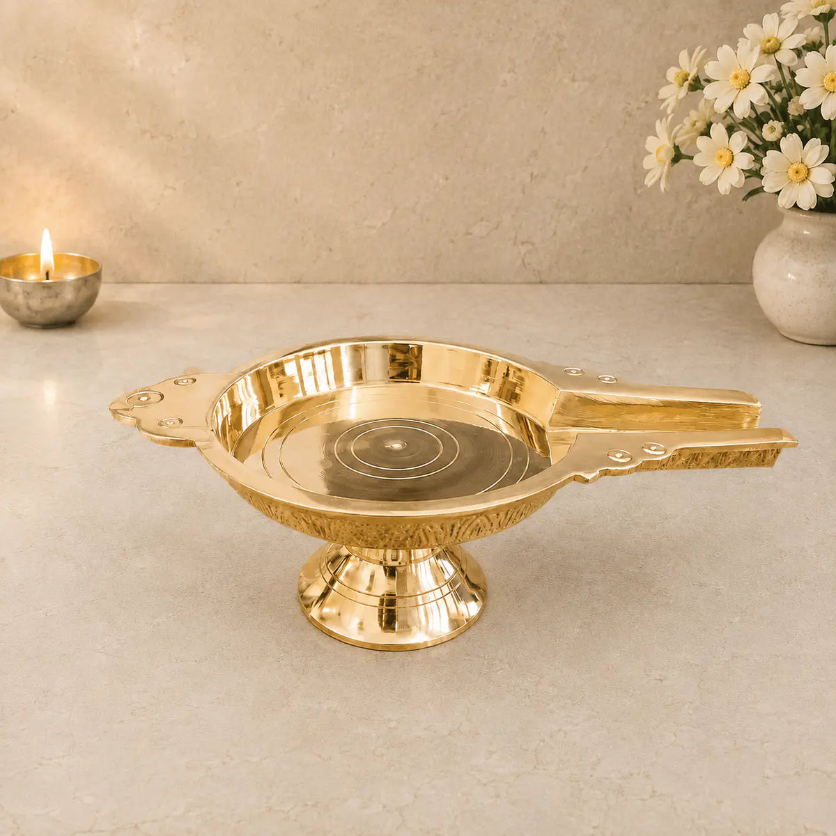 Brass Abhishek Patra Stand (4 Inch) Vedansh Craft