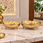 Brass Louts Urli Bowl Set With Legs (Pack of 2) Vedansh Craft