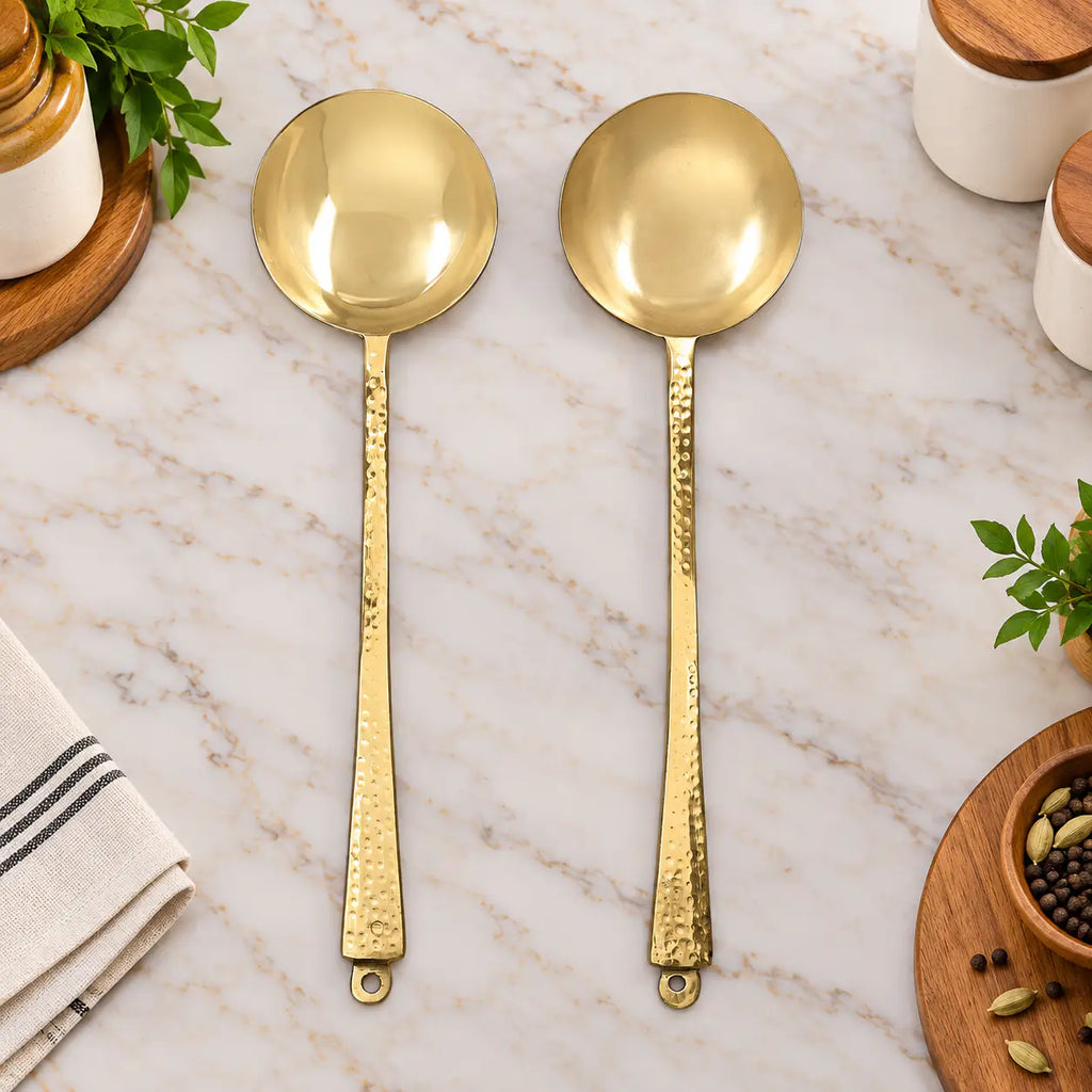 Brass Kitchen Ladles Set  (15.5 Inch) Vedansh Craft