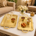 Brass Rectangular Tray / Platter With Handle Vedansh Craft
