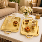 Brass Rectangular Tray / Platter With Handle Vedansh Craft
