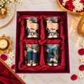 Copper Kalakriti Print Glass Set of Four With Gift Box/Hamper (3.5 Inch) Vedansh Craft