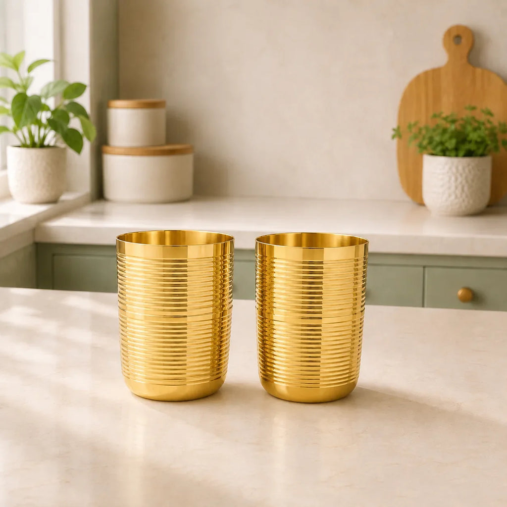 Brass Lining Glass Pair Vedansh Craft