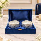 Brass Silver Plated Noka Bowl Set With Velvet Box (3 inch) Vedansh Craft