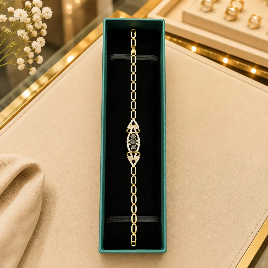Colorful CZ Tennis Bracelet for Women | Gold-Tone Clasp, Gift Box Vedansh Craft