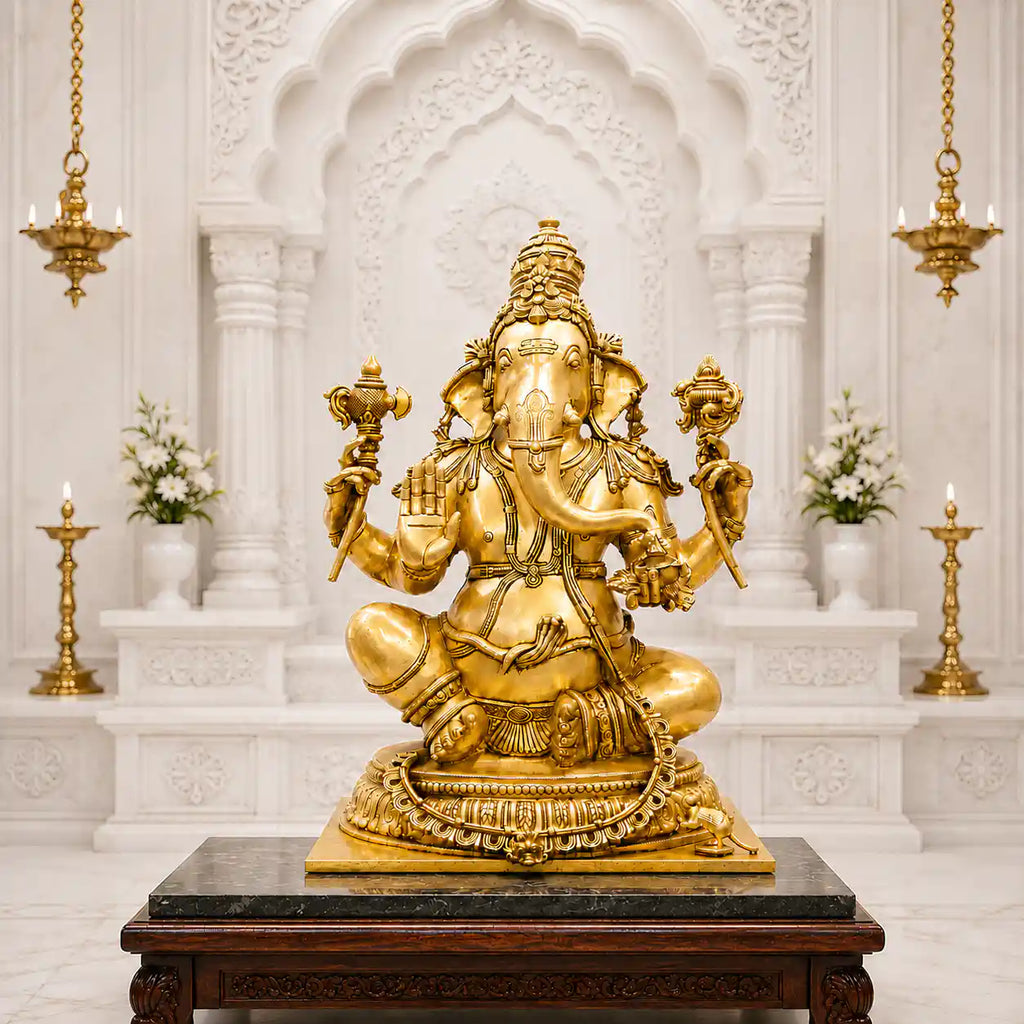 Brass Lord Ganesha Sitting Idol (22 Inch) Vedansh Craft