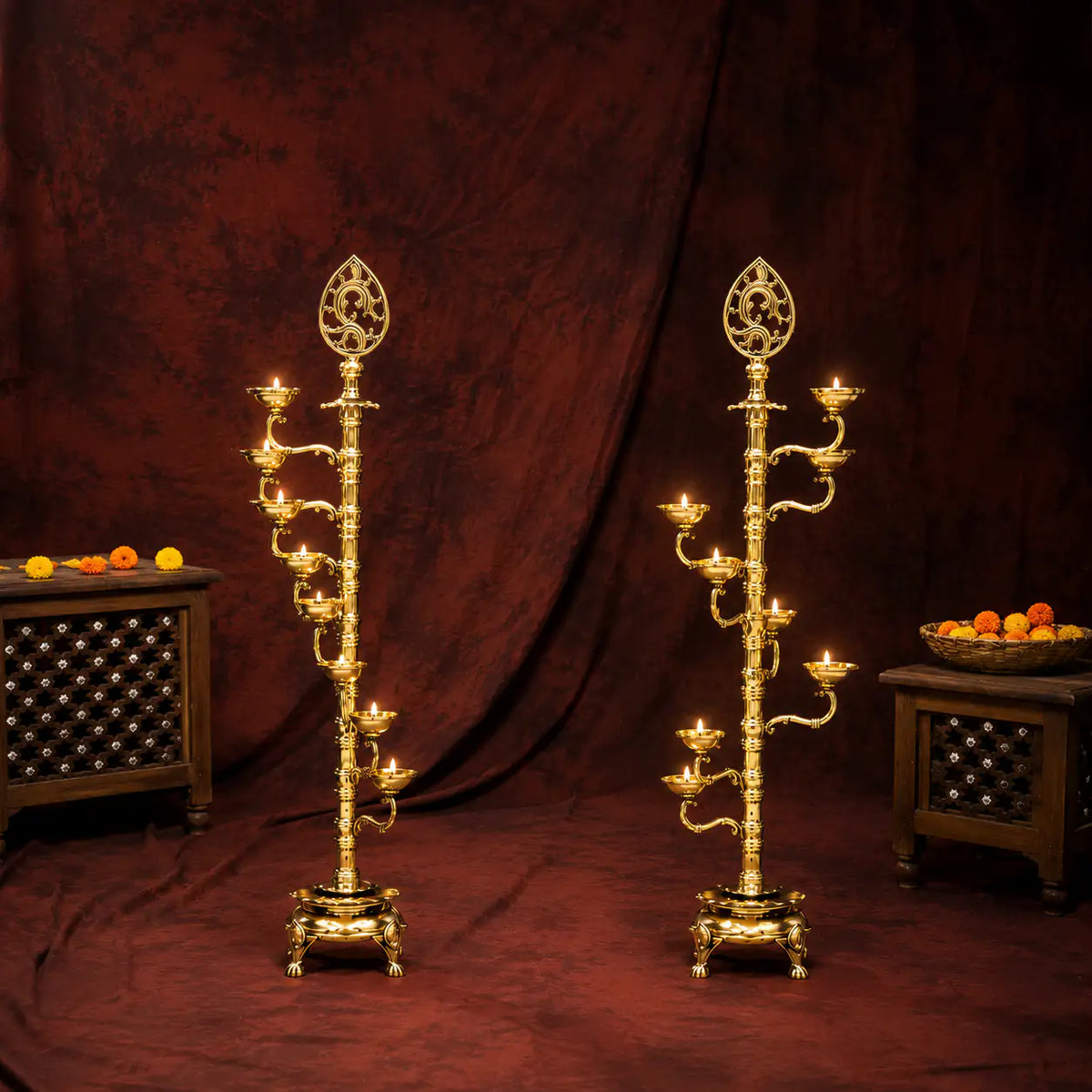 Brass Asthadeep Long Lamp (32 Inch) Vedansh Craft