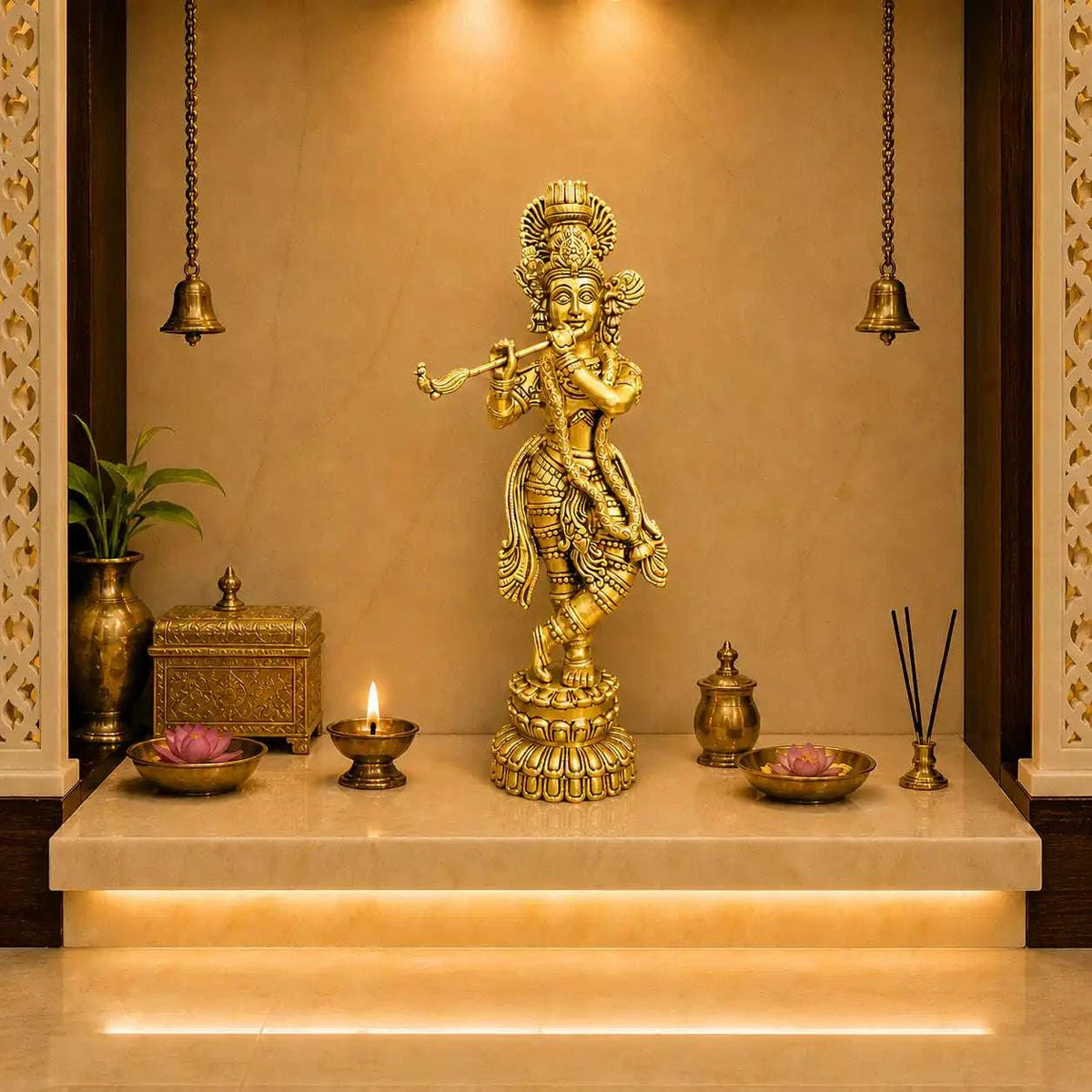 Brass Standing Krishna Idol (20 Inch) Vedansh Craft