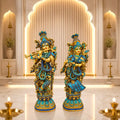 Brass Stone Work Standing Radha Krishna Statue Set (30 Inch) Vedansh Craft