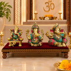Brass Stone Work Sitting Ganesha Idol Vedansh Craft